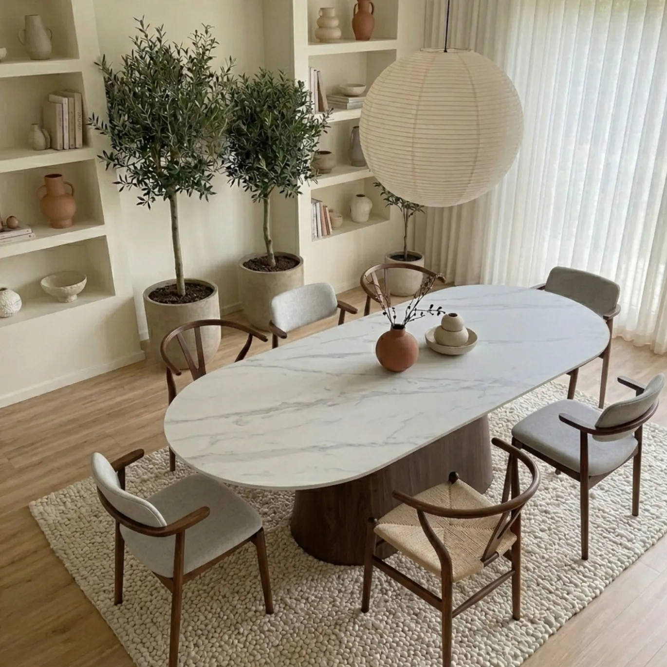 Eettafel Madia Walnoot Marmer 200cm Ovaal - Giga Meubel
