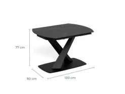 Eettafel Mart Keramiek Zwart 120-180cm - Giga Living