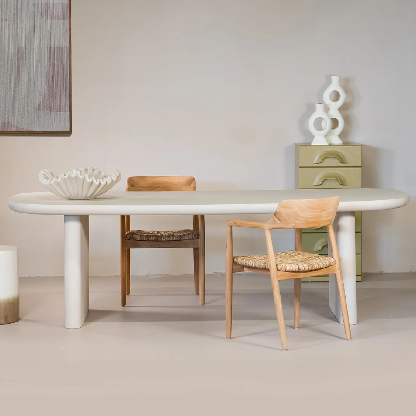 Eettafel Maya Deens Ovaal Beige 300cm - Giga Meubel
