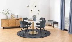 Eettafel Menno Marmer Wit Ø105cm Gouden Onderstel - Giga Living