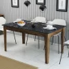 Eettafel Milan Marmerlook Zwart/Walnoot met Opbergruimte 145cm