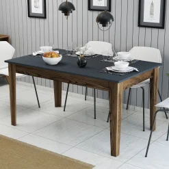 Eettafel Milan Walnoot/Antraciet met Opbergruimte 145cm