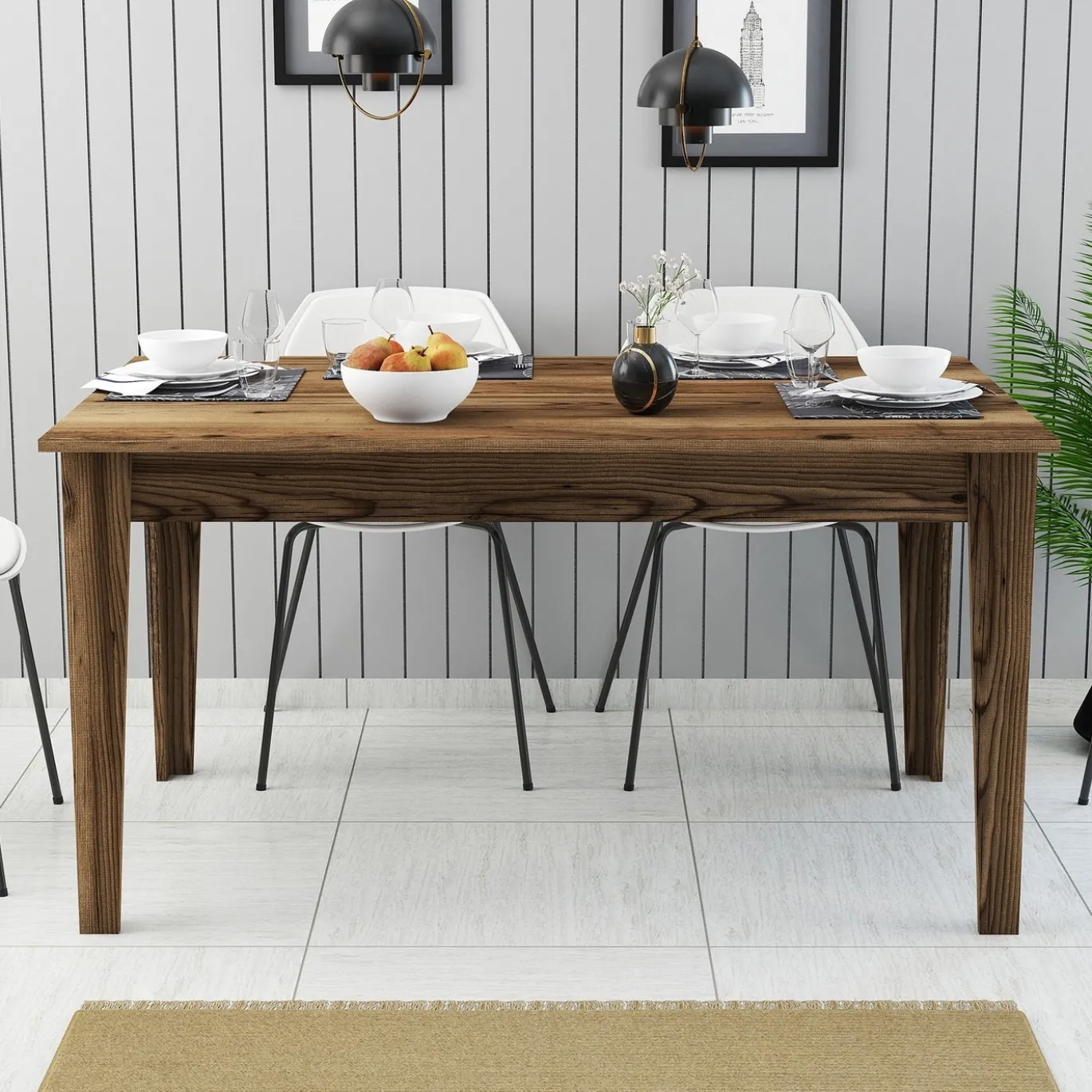 Eettafel Milan Walnoot met Opbergruimte 145cm