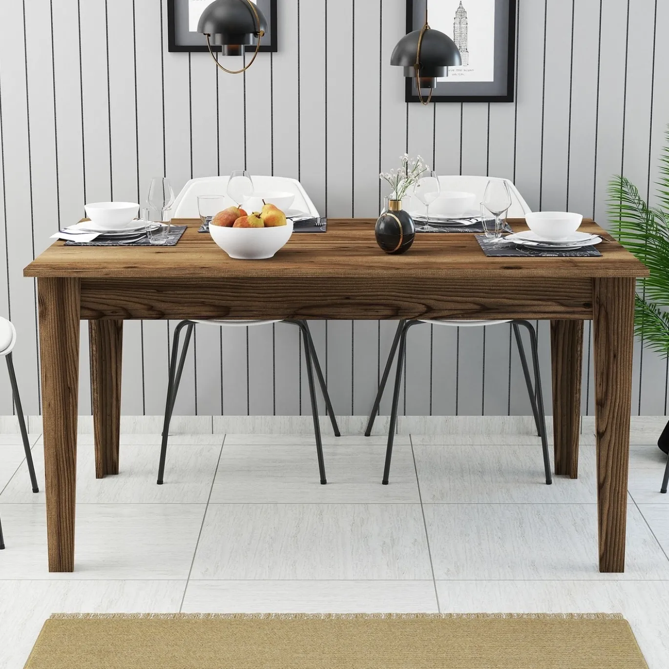 Eettafel Milan Walnoot met Opbergruimte 145cm