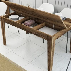 Eettafel Milan Walnoot met Opbergruimte 145cm