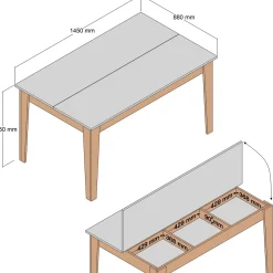 Eettafel Milan Walnoot met Opbergruimte 145cm
