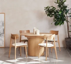 Eettafel Nola Naturel Eiken Ø120-167cm - Giga Living