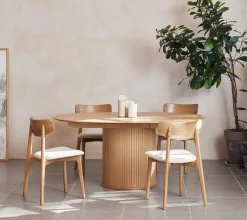 Eettafel Nola Naturel Eiken Ø120-167cm - Giga Living