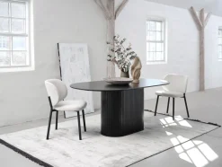 Eettafel Nola Ovaal Zwart Eiken 95x180cm - Giga Living