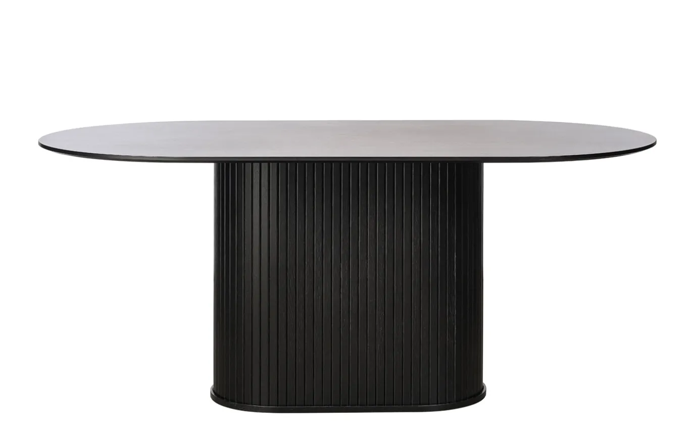 Eettafel Nola Ovaal Zwart Eiken 95x180cm - Giga Living
