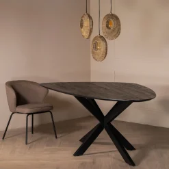 Eettafel Owen Kiezel Zwart Matrix-poot 200cm - Giga Meubel