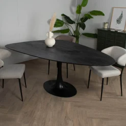 Eettafel Owen Kiezel Zwart O-poot 200cm - Giga Meubel