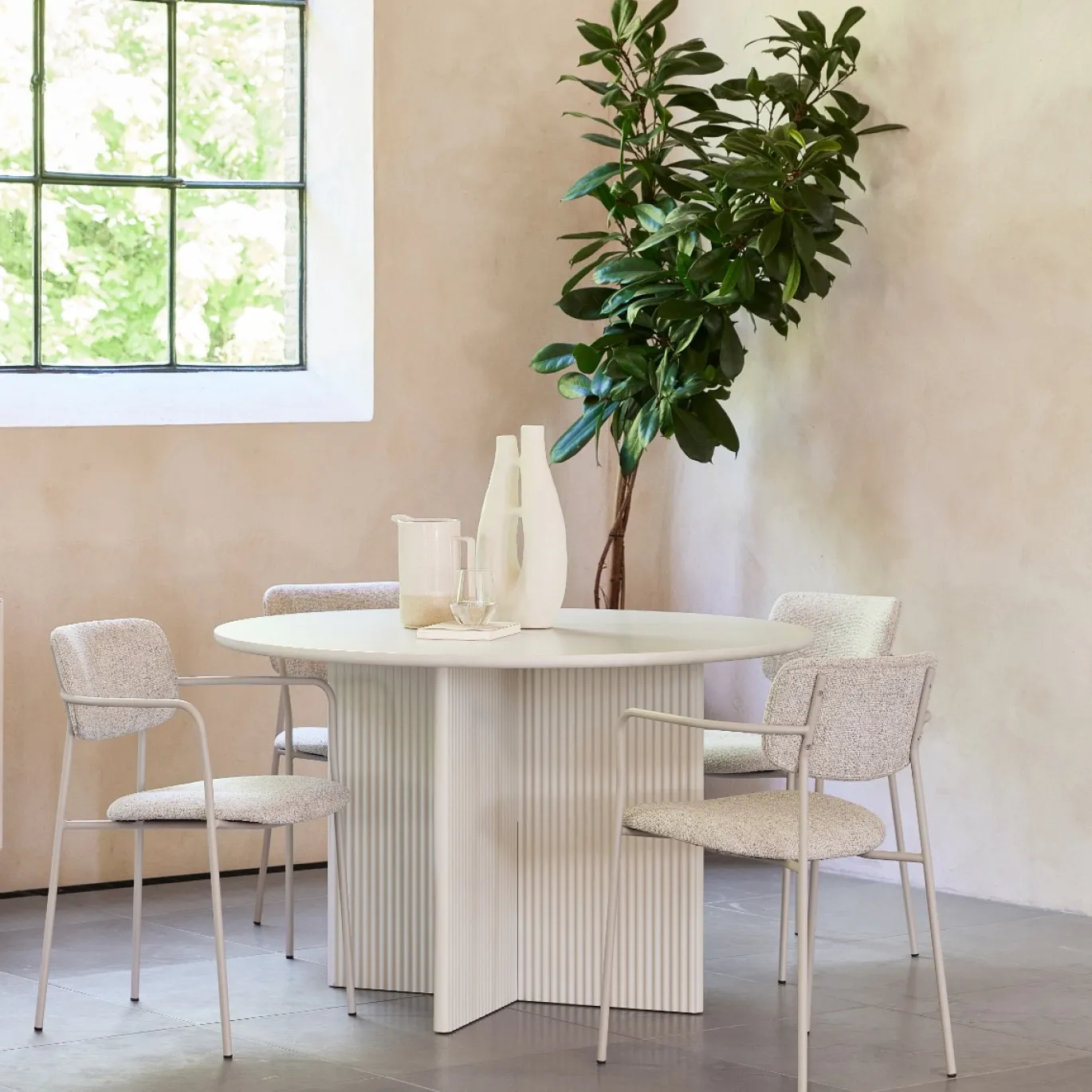 Eettafel Palma Greige MDF Ø110cm - Giga Living
