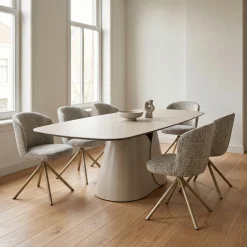 Eettafel Quinn Travertinlook Deens Ovaal 250cm - Giga Meubel