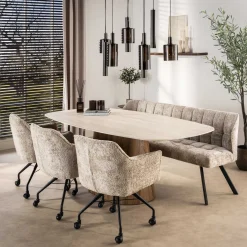 Eettafel Romano Centro Deens Ovaal 215cm 3d Keramiek Travertin - Giga Meubel
