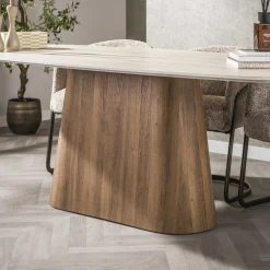 Eettafel Romano Centro Deens Ovaal 215cm 3d Keramiek Travertin - Giga Meubel