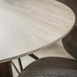 Eettafel Romano Centro Rond Ø120cm 3d Keramiek Travertin - Giga Meubel