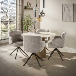 Eettafel Romano Centro Rond Ø120cm 3d Keramiek Travertin - Giga Meubel