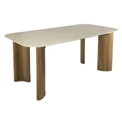 Eettafel Romano Curvo 180cm Keramiek Travertin - Giga Meubel
