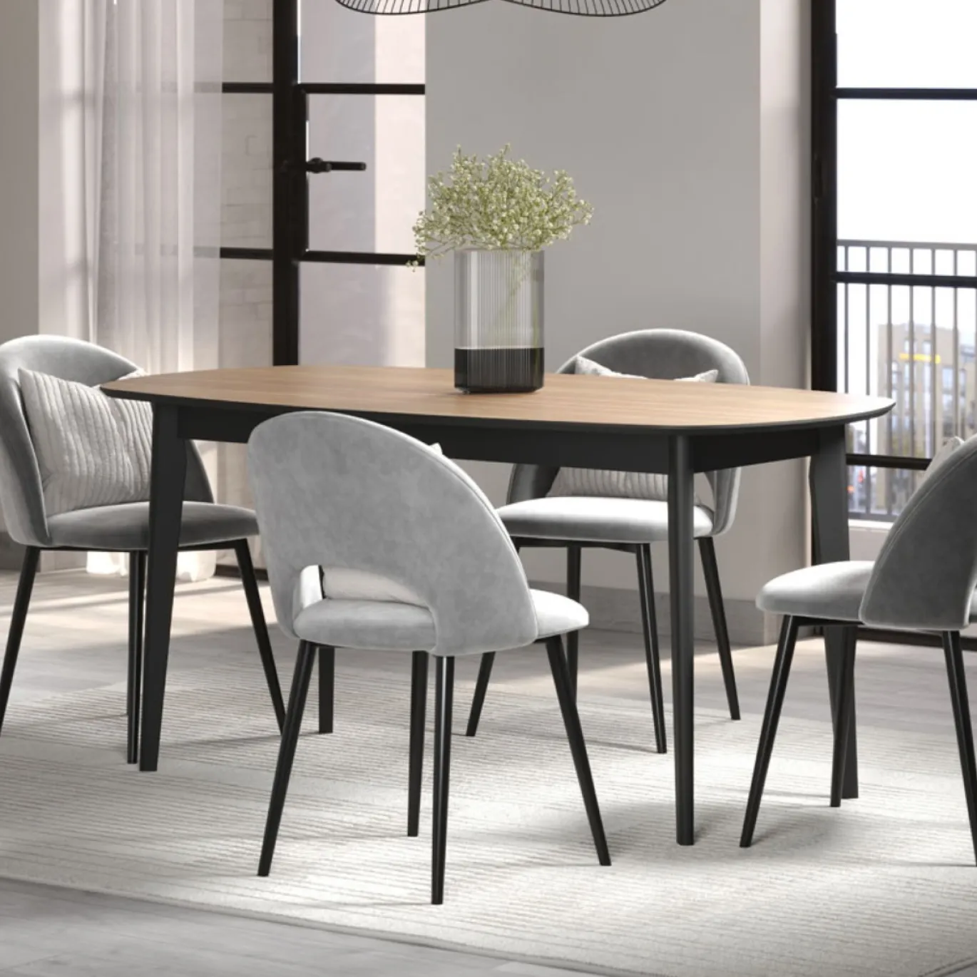 Eettafel Ronin Naturel/Zwart 160cm