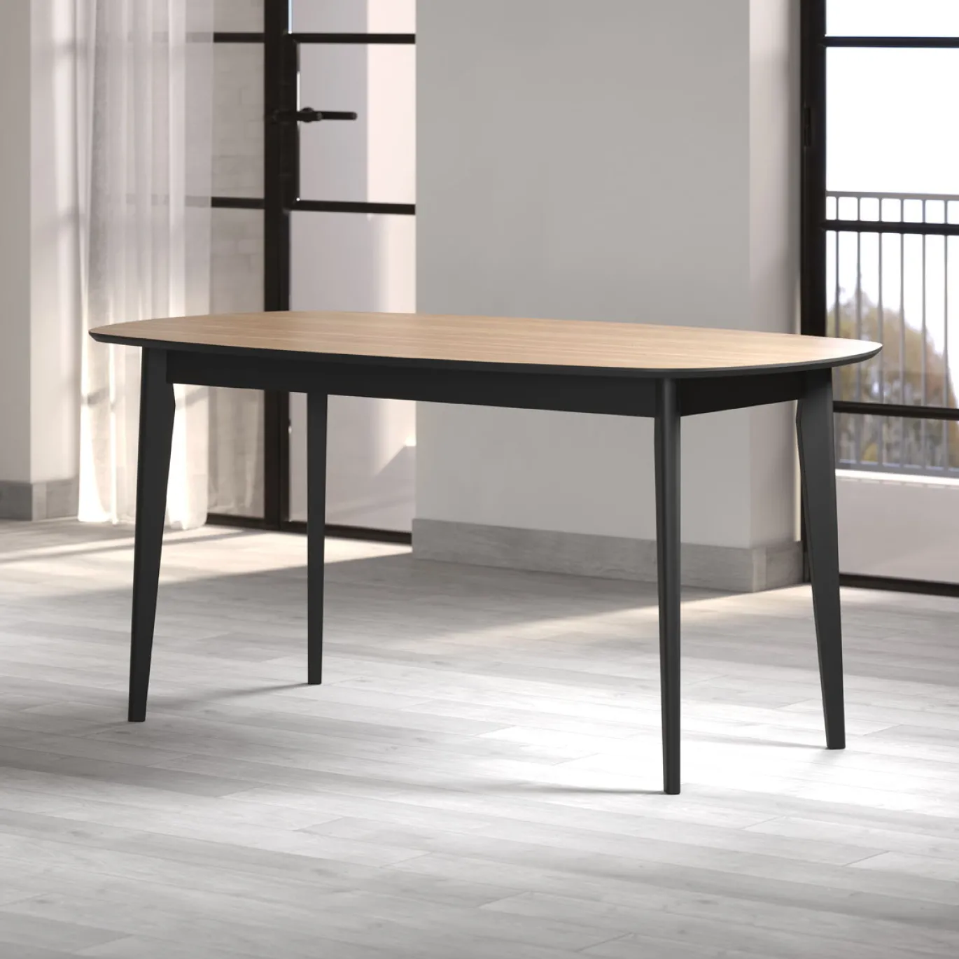 Eettafel Ronin Naturel/Zwart 160cm