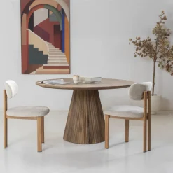 Eettafel Salvador Naturel Rond 130cm - Giga Meubel