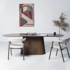 Eettafel Salvador Walnoot Ovaal 160cm - Giga Meubel