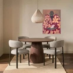 Eettafel Salvador Walnoot Rond 130cm - Giga Meubel