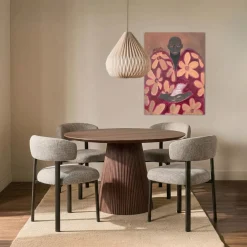 Eettafel Salvador Walnoot Rond 130cm - Giga Meubel