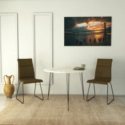 Eettafel Sandalf Wit Marmerlook Ø90cm