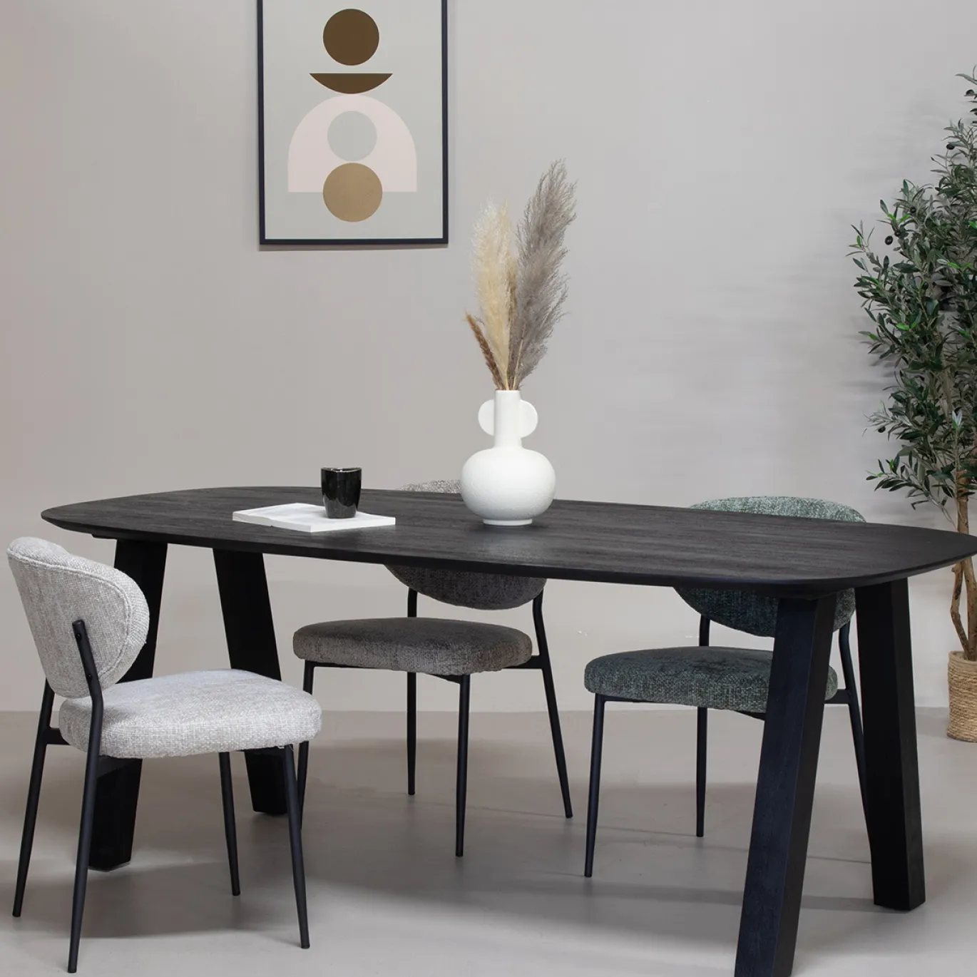 Eettafel Sensi Zwart Deens Ovaal 200cm - Giga Meubel