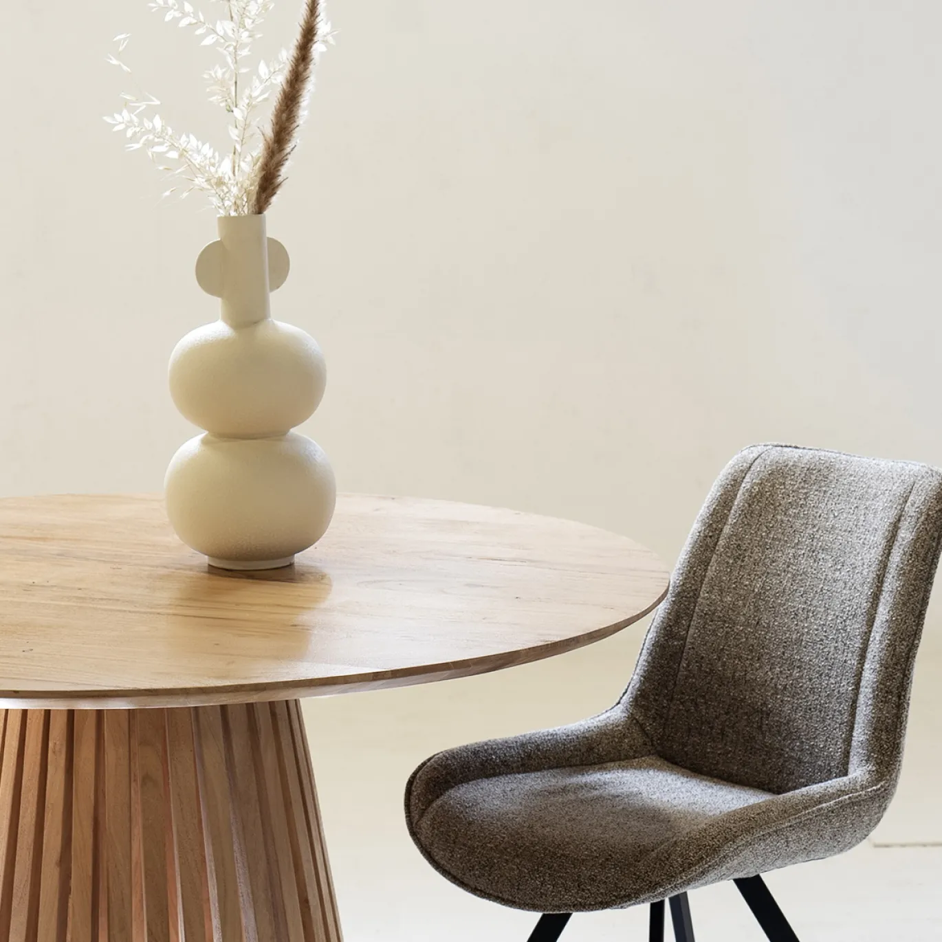 Eettafel Seppe Naturel Rond 120cm Acaciahout - Giga Meubel
