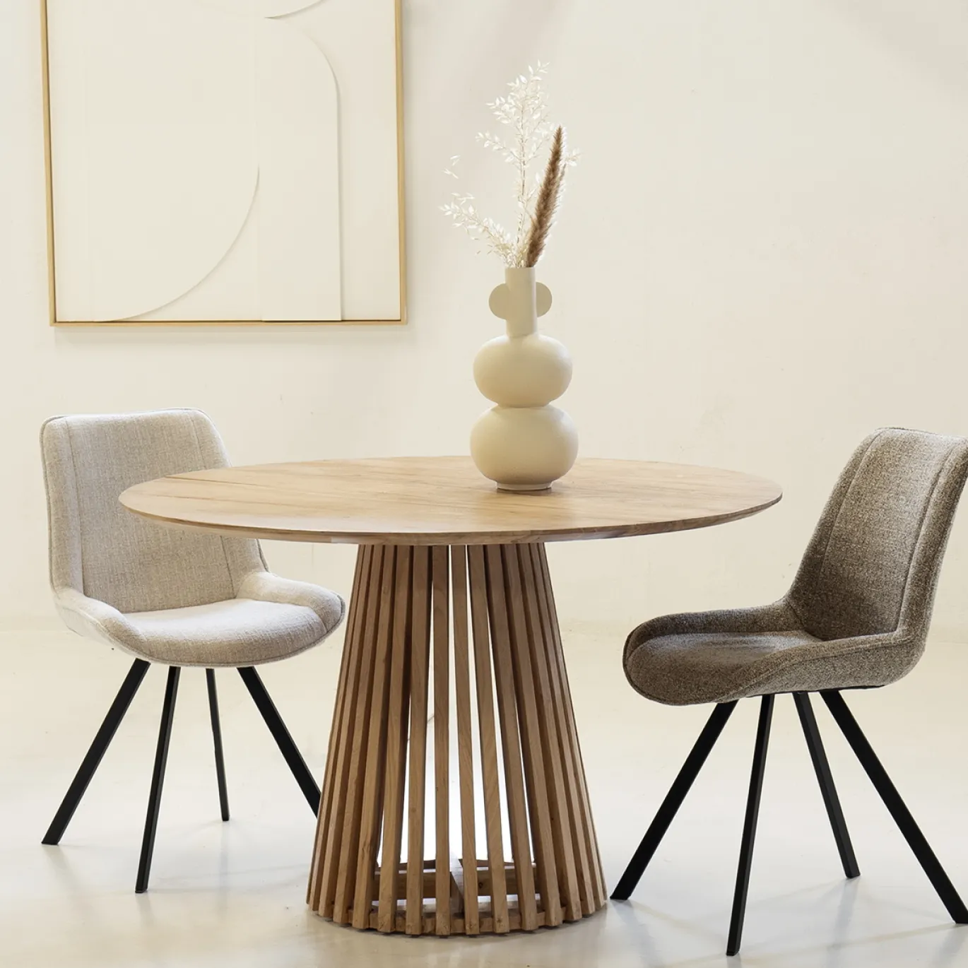 Eettafel Seppe Naturel Rond 120cm Acaciahout - Giga Meubel
