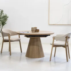Eettafel Sivan Naturel Rond Uitschuifbaar 120-160cm - Giga Meubel