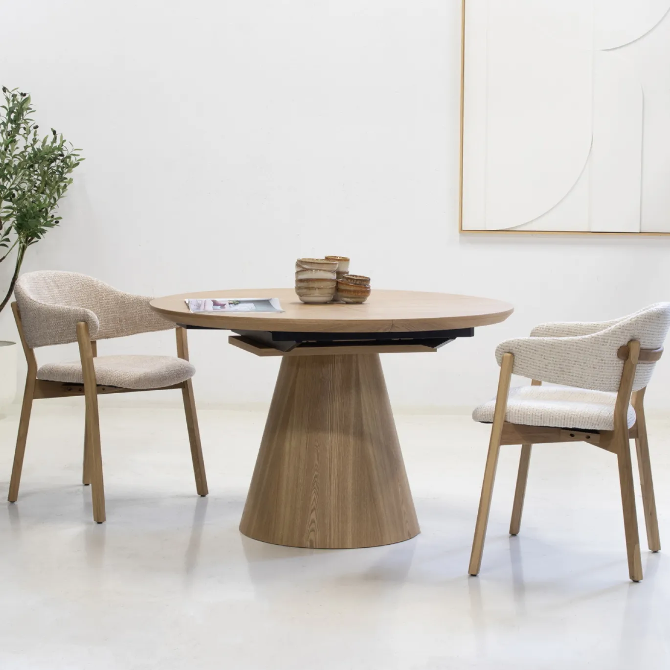 Eettafel Sivan Naturel Rond Uitschuifbaar 120-160cm - Giga Meubel