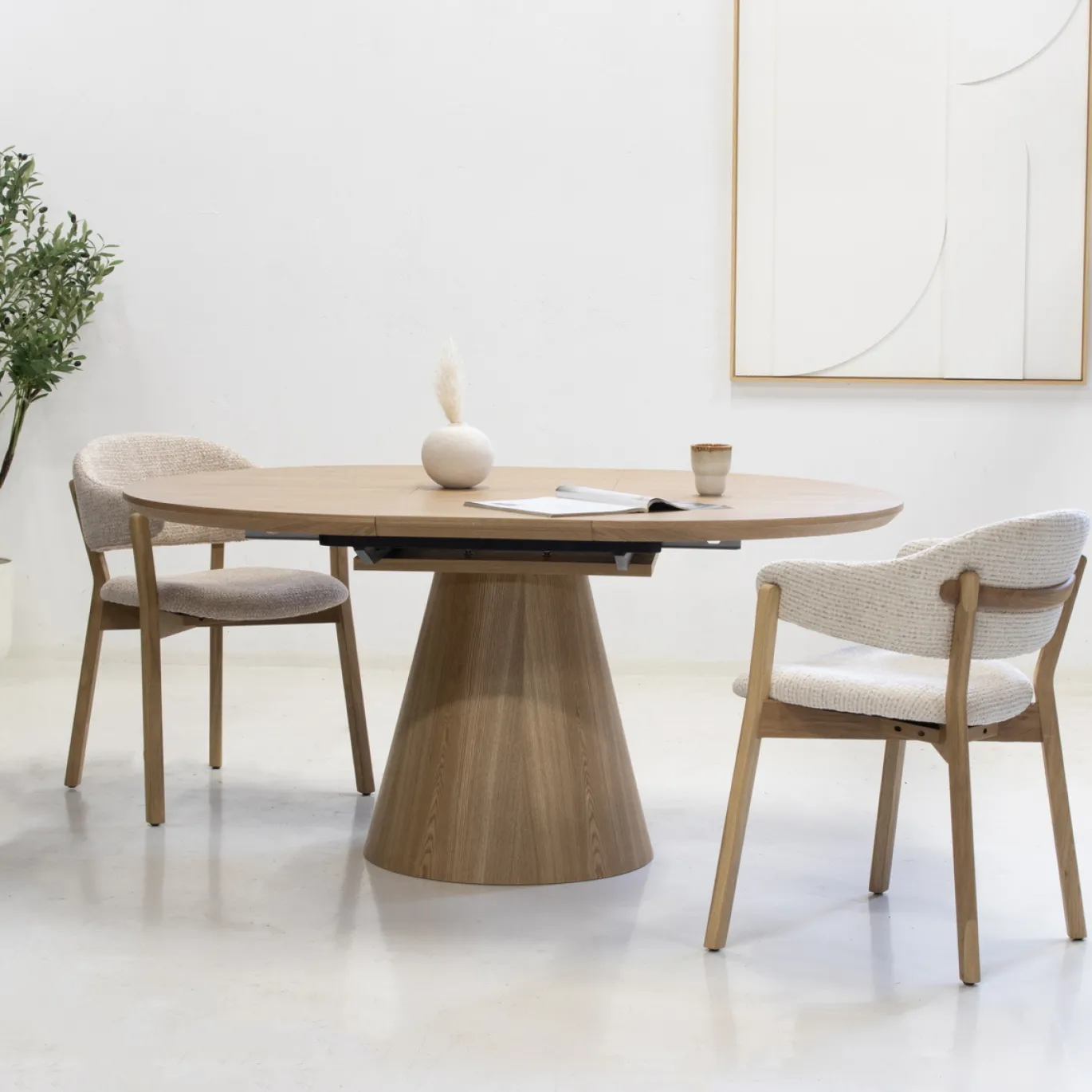 Eettafel Sivan Naturel Rond Uitschuifbaar 120-160cm - Giga Meubel