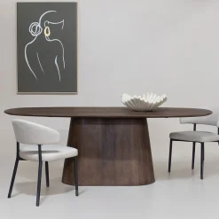 Eettafel Stijn Walnoot Deens Ovaal 180cm - Giga Meubel