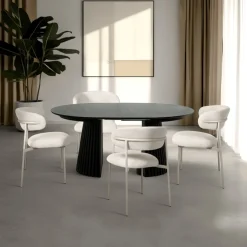 Eettafel Svendborg Zwart Uitschuifbaar Ø140-240cm - Giga Meubel