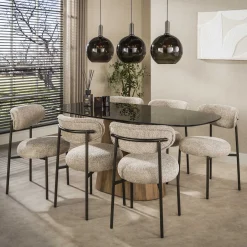 Eettafel Tinto Centro Deens Ovaal 215cm Brons Glas - Giga Meubel
