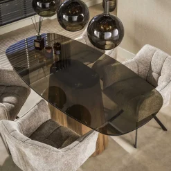 Eettafel Tinto Centro Deens Ovaal 215cm Brons Glas - Giga Meubel