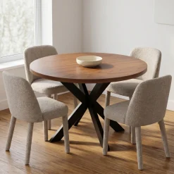 Eettafel Vancouver Walnoot Rond 120cm - Giga Meubel