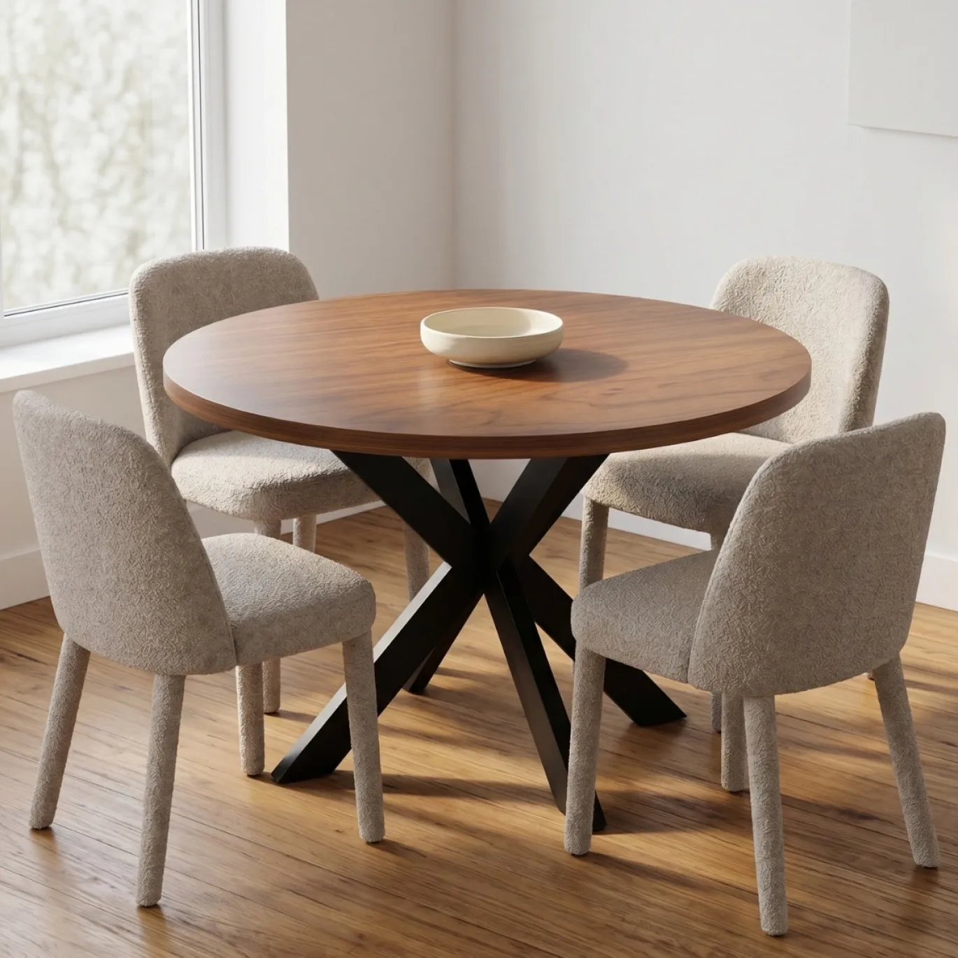 Eettafel Vancouver Walnoot Rond 120cm - Giga Meubel