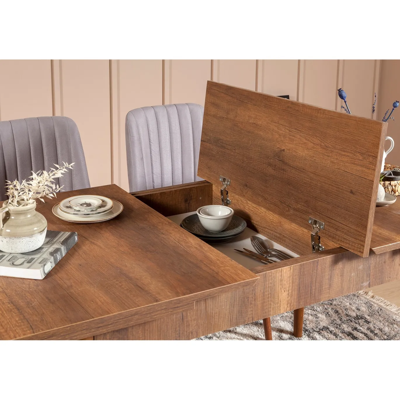Eettafel Vina Uitschuifbaar Walnoot 130-165cm
