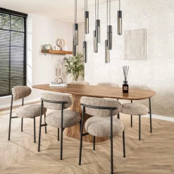 Eettafel Wave Centrale Poot Mangohout 215cm - Giga Meubel