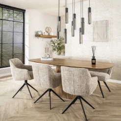 Eettafel Wave Centrale Poot Mangohout 215cm - Giga Meubel