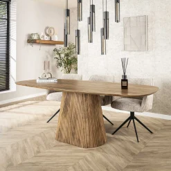 Eettafel Wave Centrale Poot Mangohout 215cm - Giga Meubel