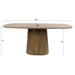 Eettafel Wave Centro Deens Ovaal 180cm Massief Mango Zand - Giga Meubel