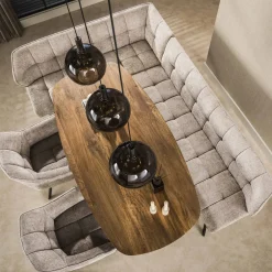 Eettafel Wave Centro Deens Ovaal 180cm Massief Mango Zand - Giga Meubel