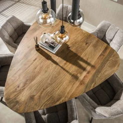 Eettafel Wave Centro Driehoekig 150cm Massief Mango Zand - Giga Meubel