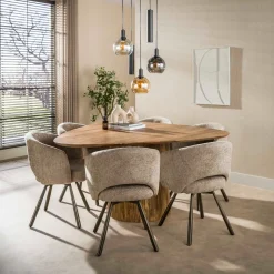 Eettafel Wave Centro Driehoekig 150cm Massief Mango Zand - Giga Meubel